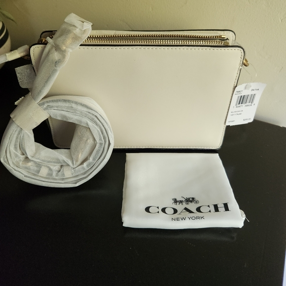 NWT Coach Signature Chain Crossbody Bag in Chalk/Brass - Picture 9 of 15